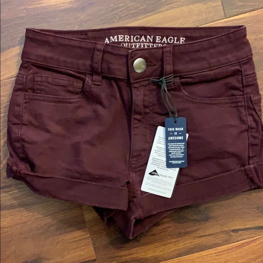New Burgundy American eagle high rise Shortie